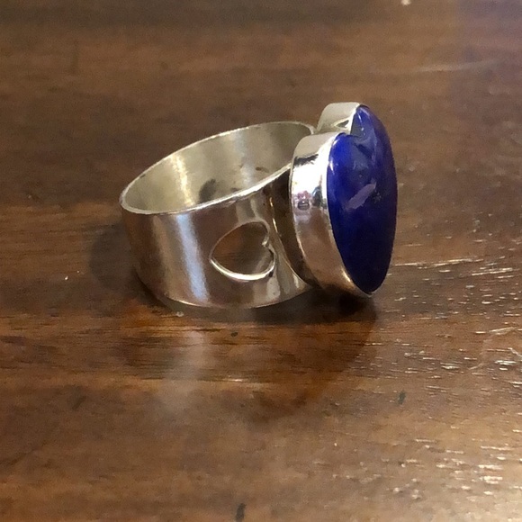 JAY KING DTR Lapis Lazuli Heart Shaped Sterling Silver Cabochon Ring Sz 8-3/4 - Picture 3 of 13